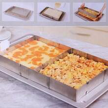 1 Piece Adjustable 11 Inch - 21 Inch Rectangular Stainless Steel Flexible Expandable Mousse Cake Mold, Suitable For Birthday Cake, Tirmisu, Bread, Pastry Baking - Baking Tool - Silver - View 3