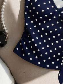 Franclia Áo tank top cổ chữ V chấm bi màu xanh dương thời trang, năng động, đa năng dành cho nữ. - Nhiều màu - Xem 4