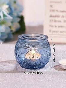 Set Tempat Lilin Kaca Biru Antik Isi 6 atau 12 Buah Dekorasi Meja Pernikahan Gaya Boho Pesta Teh Suvenir Pesta Pengantin Hiasan Tengah Meja Rustic Hadiah untuk Tamu - biru - View 12