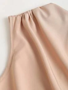 Sweetra Bộ jumpsuit nữ màu kaki thanh lịch, kiểu dáng không tay, có dây rút, ống đứng, thích hợp cho công sở, mùa xuân/hè. - Màu Khaki - Xem 3