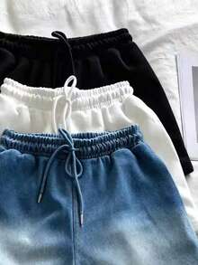 IslaSuriya Set de 3 piezas de shorts con cintura con cordón y abertura en la pierna para mujer, de moda y versátil - Multicolor - Ver 3