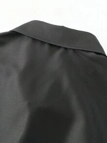 Manfinity Homme 男士休閒花卉印花短袖正式襯衫，儀式適用 - 黑色 - 查看 6