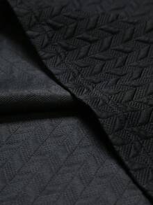Manfinity Joysei Áo polo nam dệt kim jacquard màu trơn, cổ áo và tay áo có họa tiết, viền gân, kiểu dáng cổ điển 2 nút. - màu đen - Xem 4