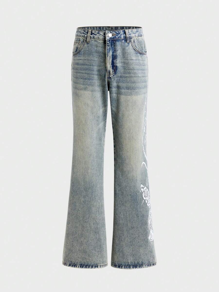 AXEPEAK Pantalones vaqueros de campana de moda de verano para hombres con presillas para cinturón, uso versátil para el día a día - Azul - Ver 1