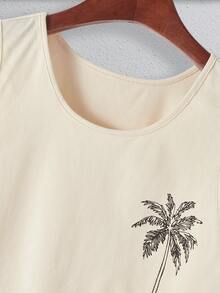 Genlund Men's Palm Tree Print Vest And Shorts Casual Suit, Vacation, Holiday - Multicolor - View 4