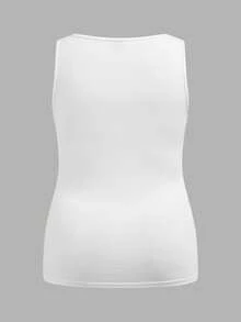 Slaydiva 2pcs/Set Casual Black & White Plus Size Women Camisole And Tank Top, Suitable For Summer Music Festivals - Black and White - View 5