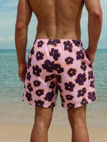 Azuldrift Pantalones de playa sueltos con estampado todo sobre, cintura elástica con cordón y bolsillos - Multicolor - Ver 2