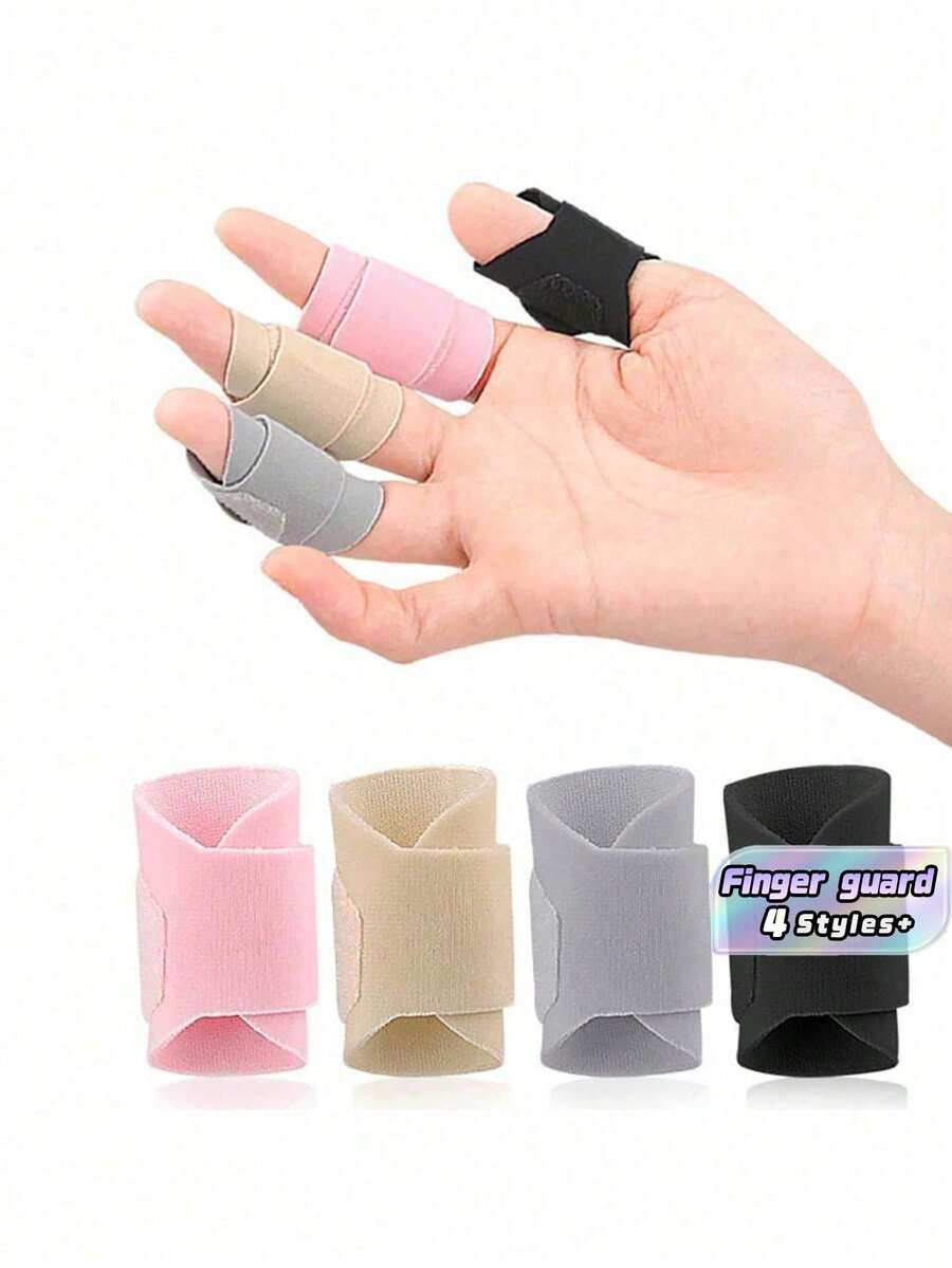 5 piezas de dedales ajustables, mangas para dedos universales de poliéster y spandex tejido, correas protectoras para los dedos para deportes de pelota y actividades al aire libre - Multicolor - Ver 1