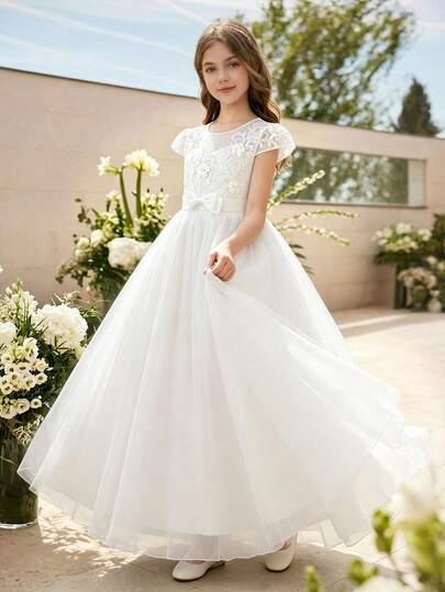 Vestido formal de alta gama para niñas, conjunto de vestimenta para actuaciones de violín y piano, vestido largo sin mangas de princesa para niña de las flores en bodas