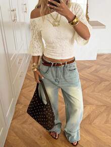SHEIN EZwear Áo thun crop tay cánh dơi dệt kim họa tiết màu mơ Dopamine (Nữ), Áo mùa hè, Thích hợp cho đi làm hàng ngày, hẹn hò, tụ họp, mùa thu/đông/hè, Giáng sinh, Năm mới, Lễ Tạ ơn, Tiệc tùng, Đám cưới, Bãi biển, Lễ tốt nghiệp, Thời trang, Thanh lịch, Thường ngày, Đi chơi, Hẹn hò, Đặt chỗ, Đi làm, Lấp lánh, Ngày lễ tình nhân, Thanh lịch, Kỳ nghỉ, Thường ngày, Y2K, Đi chơi, Lễ tốt nghiệp, v.v. - Màu be - Xem 6