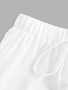 SHEIN EZwear Plus Size Women's Casual Vacation Multi-Layer Cake Skirt, Suitable For Summer - White - View 3