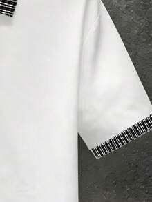 Resyla 男士标准尺码 Polo 衫，休闲 Polo 衫，简约条纹印花图案，休闲商务风格，优雅设计，夏季户外上衣，百搭日常穿着，适合运动、户外活动和夏季穿着 - 彩色 - 查看 3