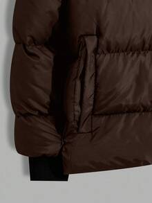 SHEIN Cottnline Men's Hooded Zip-Up Winter Padded Coat - Brown - View 5