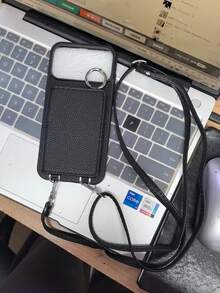 带挂绳手机壳，独家设计镜面防震防污手机壳，适用于 6/7/8/SE2/SE3/11/12/13/14/15/16/17 Pro、17 Pro Max - 黑色 - 查看 7
