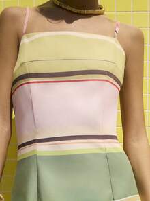 Nöista Sleeveless Maxi Dress With Colorful Horizontal Stripes In Soft Pastel Tones.Features Thin Adjustable Straps.Perfect For Summer Style - Multicolor - View 11