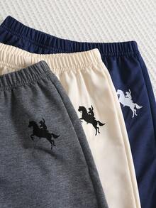 SHEIN 3pcs/Set Young Boy Casual Comfortable Fashionable Simple Soft Shorts With Badge And Waistband Decoration Set,Suitable For Daily Wear,School,Summer - Multicolor - View 2