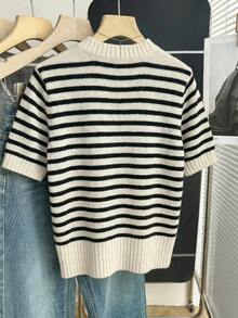 Franclia New Arrival Spring/Summer Korean Style Casual Loose Personalized Striped Contrast Color Knit Top For Women - Multicolor - View 2