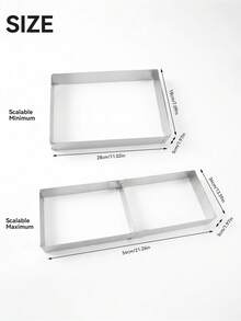 1 Piece Adjustable 11 Inch - 21 Inch Rectangular Stainless Steel Flexible Expandable Mousse Cake Mold, Suitable For Birthday Cake, Tirmisu, Bread, Pastry Baking - Baking Tool - Silver - View 6