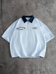 AXEPEAK Áo polo nam tay ngắn cổ bẻ phối màu tương phản, kiểu dáng thường ngày, thích hợp cho mùa hè. - Màu xanh nhạt - Xem 2