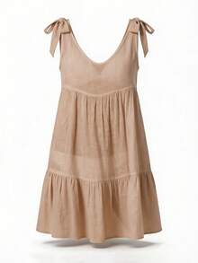 Swim Vcay Summer Outfits For Women Simple Solid Color Women's Sleeveless Cover Up For Daily Wear Summer - Khaki - View 7