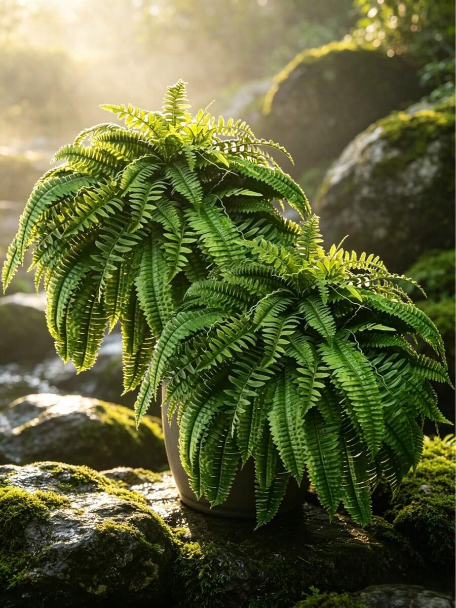 2株仿真波士顿蕨类植物，栩栩如生，大型仿真绿植，抗紫外线，免维护，易于打理，室内外装饰，适用于门廊、露台、阳台、客厅、卧室、办公室、家居装饰、婚礼活动、派对装饰。 - 綠色 - 查看 1