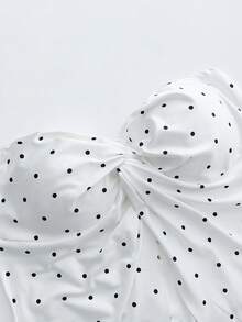 GlowEve Áo croptop dệt kim nữ họa tiết chấm bi, kiểu dáng quây ngực, vạt áo xoắn bất đối xứng, chất liệu co giãn, phù hợp cho tiệc tùng, hẹn hò, ăn tối, đám cưới, lễ hội, mặc hàng ngày, đi làm, đi nghỉ mát. - Nhiều màu - Xem 5