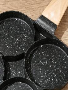 1pc 4 Holes Fry Pan For Egg, Non Stick Ham Pancake Maker, Egg Burger Pan With Wooden Handle, For Induction Cooker Gas Stove - default - View 2