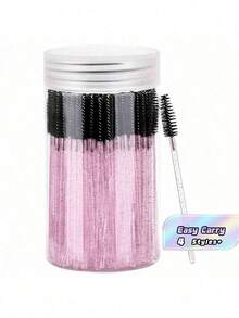Bộ 200/100/50 cọ chải mi, cọ chải mascara (có hộp đựng), cọ chải lông mày dùng một lần, cọ nối mi, cọ chải lông mày, cọ thoa dầu thầu dầu (dạng bột pha lê), quà tặng kèm theo. - màu đen - Xem 1