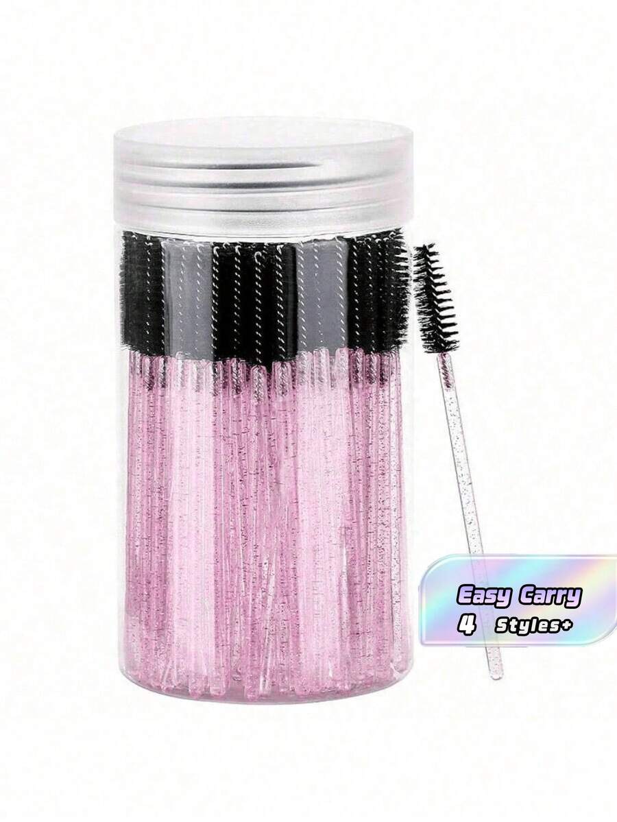 Bộ 200/100/50 cọ chải mi, cọ chải mascara (có hộp đựng), cọ chải lông mày dùng một lần, cọ nối mi, cọ chải lông mày, cọ thoa dầu thầu dầu (dạng bột pha lê), quà tặng kèm theo. - màu đen - Xem 1