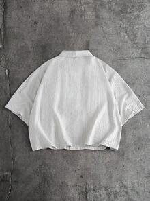 AXEPEAK Men's Short Sleeve Casual Summer Daily Versatile Button-Front Shirt - Beige - View 3