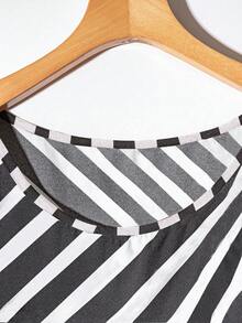 SHEIN Clasi Bộ 2 quần ống đứng kẻ sọc thắt nơ màu đen thoải mái cho nữ, phù hợp mặc công sở - Nhiều màu - Xem 3