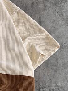 AXEPEAK Men's Contrast Color Button-Up Short Sleeve Shirt, Versatile Summer Wear - Multicolor - View 3
