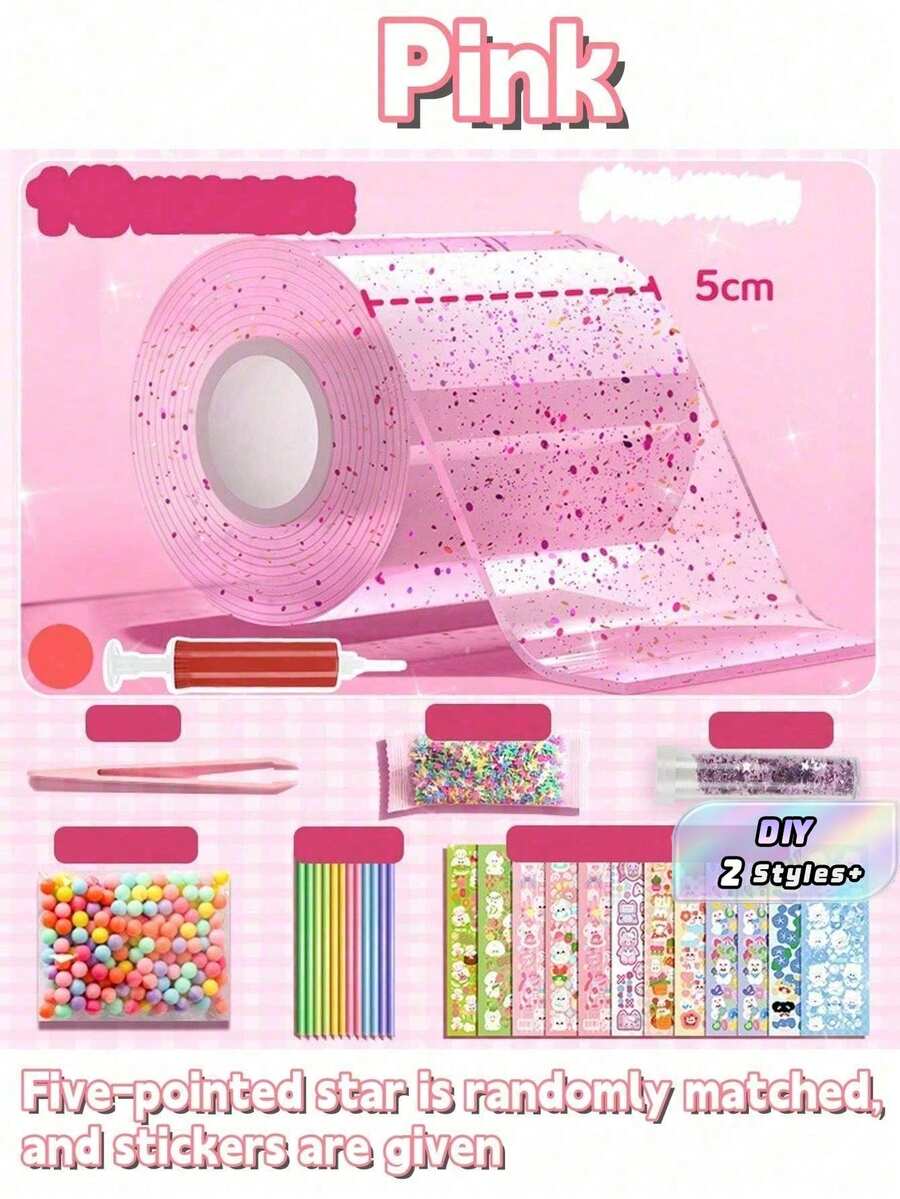 1PC Nanometer Gel Squishy Bubble Making Kit DIY Handmade Stress Relief Toy Set With Random Tape Color Random Accessory Color Pattern Combination Actual Product Image For Reference Back To School Gift - Sets - View 1
