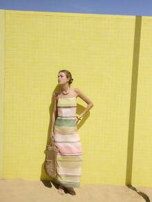 Nöista Sleeveless Maxi Dress With Colorful Horizontal Stripes In Soft Pastel Tones.Features Thin Adjustable Straps.Perfect For Summer Style - Multicolor - View 4
