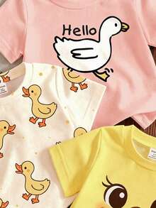 Baby Girl Casual Fashionable Floral & Letter Graphic Print Short Sleeve T-Shirts, "Mommy And Me" Matching - Multicolor - View 3
