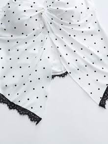 GlowEve Áo croptop dệt kim nữ họa tiết chấm bi, kiểu dáng quây ngực, vạt áo xoắn bất đối xứng, chất liệu co giãn, phù hợp cho tiệc tùng, hẹn hò, ăn tối, đám cưới, lễ hội, mặc hàng ngày, đi làm, đi nghỉ mát. - Nhiều màu - Xem 6