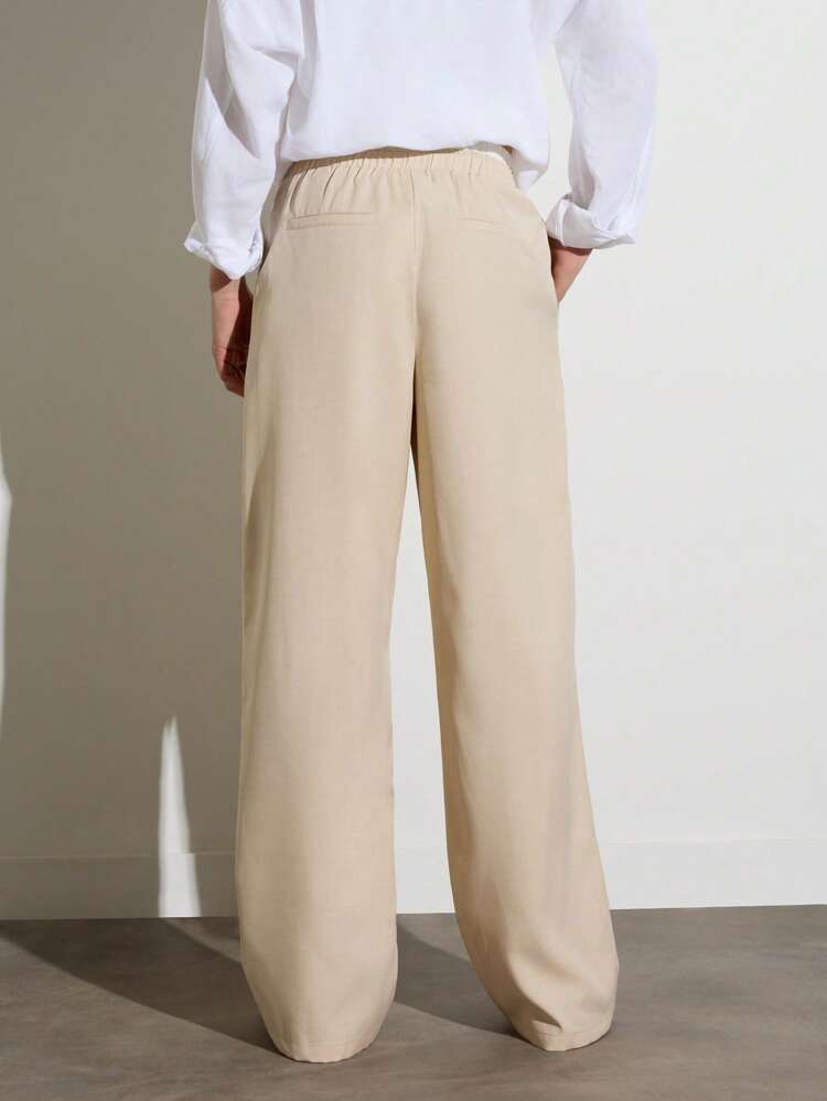 KSTM Women's High Waisted Wide Leg Palazzo Pants Casual Elastic Waist Flowy Trousers For Spring Summer Office