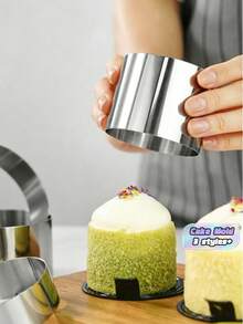 1 pieza Molde de pastel de acero inoxidable - Molde de mousse DIY - Molde de pastel de tiramisú - Molde de helado - Herramienta de hornear - Molde de galletas - Plateado - Ver 1
