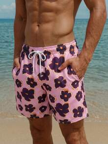 Azuldrift Pantalones de playa sueltos con estampado todo sobre, cintura elástica con cordón y bolsillos - Multicolor - Ver 6