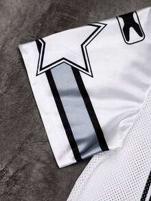 Manfinity Roughcore Kaos Baseball Olahraga Leher V Jala Ukuran Besar untuk Pria - Putih - View 5