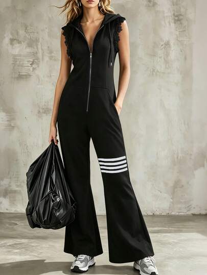 Balvessa 女士撞色简约休闲无袖连体裤，带拉链