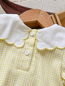 SHEIN Vintaside Kids 2026春夏女童可爱休闲田园风花卉刺绣格子连衣裙，面料柔软舒适，旅行必备 - 彩色 - 查看 6