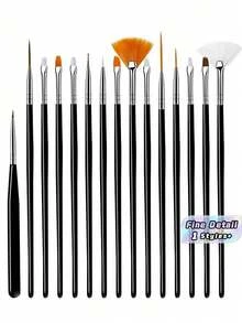 15PCS Fine Line Drawing Pens Set - Dual Tip Waterproof Ink Artists Tools For Sketching, Illustration & Journaling, Includes Micro Liners + Brush Markers - Black - View 1