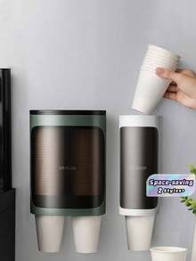 SHEIN Disposable Cup Holder, Automatic Cup Dispenser, Water Dispenser, Paper Cup Holder, Wall Mounted Household Non Perforated Creative Storage Rack - Multicolor - View 1