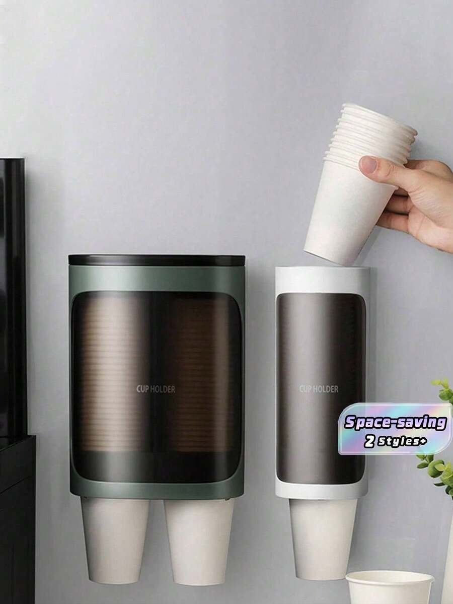 SHEIN Disposable Cup Holder, Automatic Cup Dispenser, Water Dispenser, Paper Cup Holder, Wall Mounted Household Non Perforated Creative Storage Rack - Multicolor - View 1