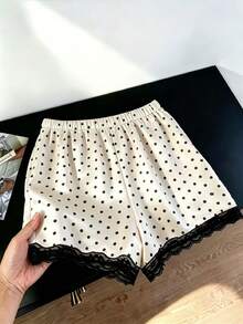 GlowEve CURVE Plus Size Black And White Print Lace Shorts Holiday Summer Cute Lounge Dates Fairy - Apricot - View 2