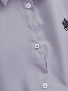 SHEIN LUNE 大码夏季休闲无袖纽扣 Polo 衫 - 淡紫色 - 查看 3