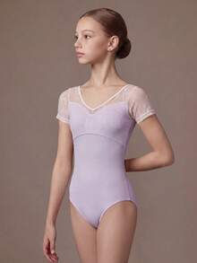 SHEIN Tween Girls' Lace Patchwork Casual Everyday Activewear Jumpsuit - Purple - View 5