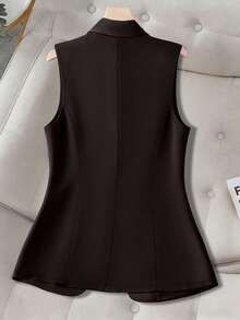 GlowEve CURVE Women's Solid Color Fashionable Tie-Up Vest Jacket - Brown - View 2