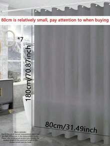 AWEALT 1pc Plain Gray Shower Curtain Liner, Solid Color Bathroom Decor, Privacy,With Hooks - grey - View 10